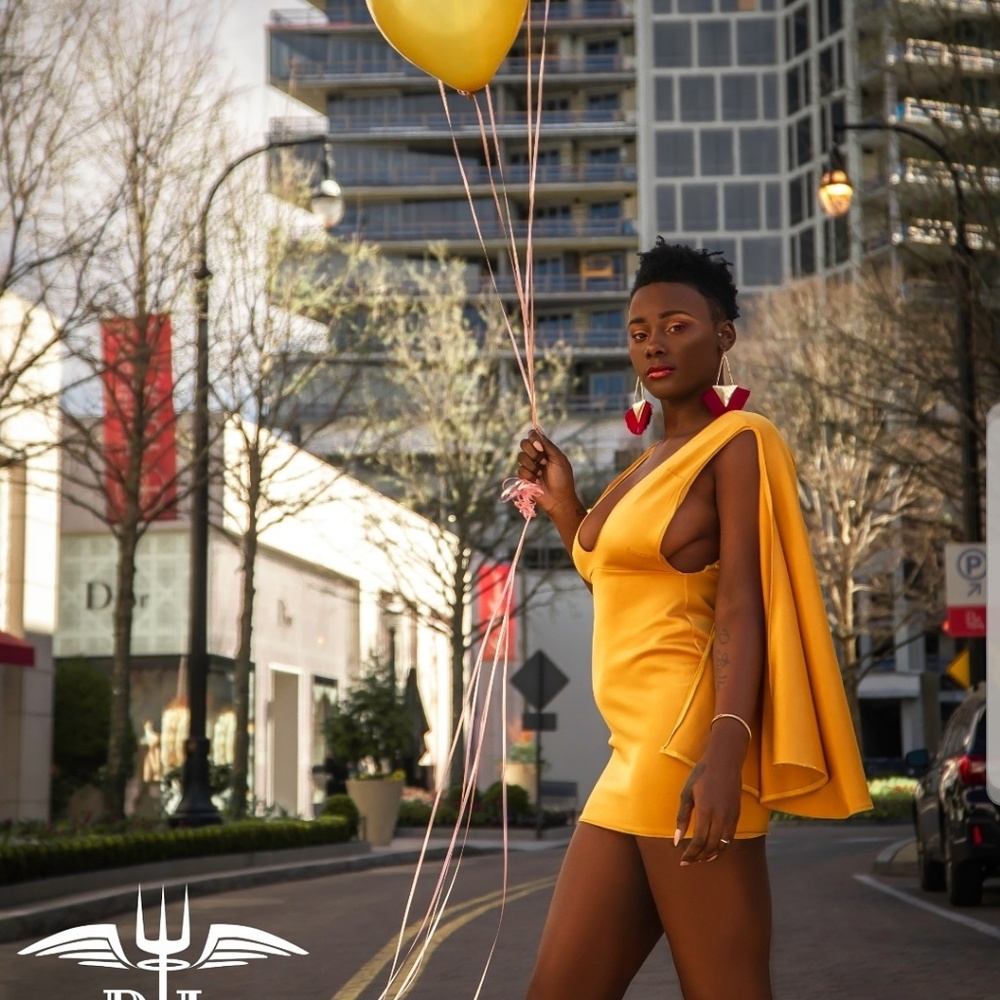 Mustard yellow Cape dress